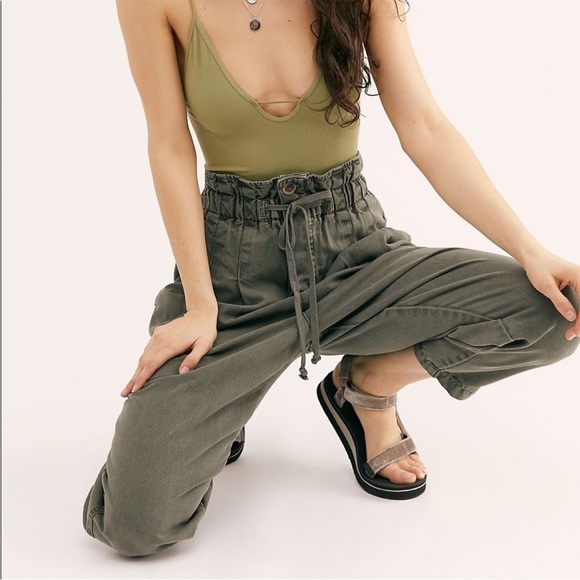 Free People Margaret Paperbag High Waisted Pants Medium Gray - Picture 14 of 14